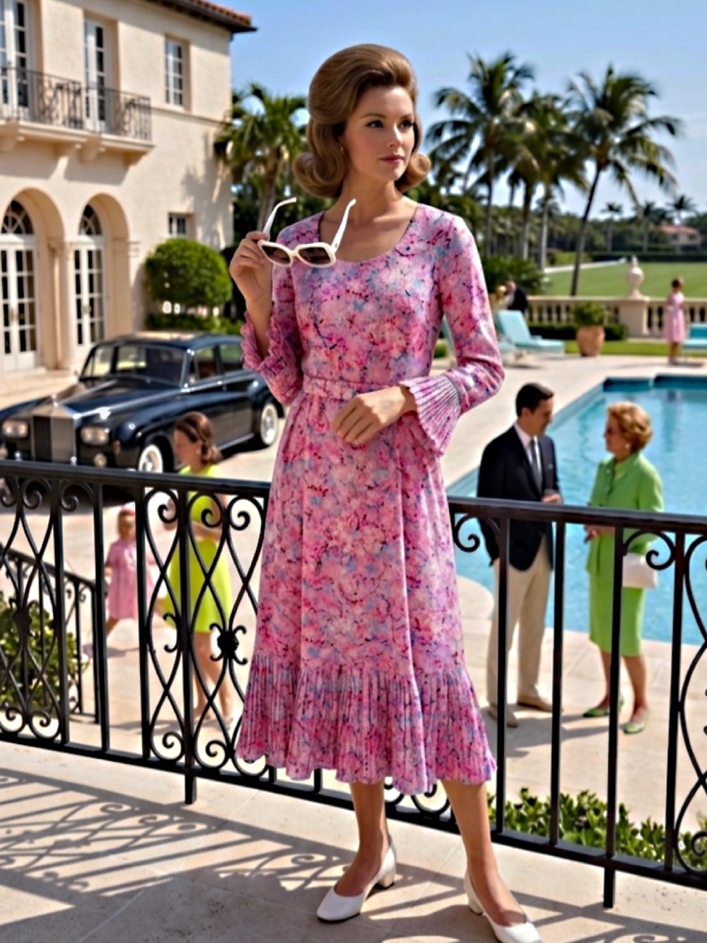 Vintage Posh by Jay Anderson Pink Floral Midi Dress Size 2 - Picture 13 of 13